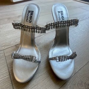 Brand new never been worn Silver heels from browns